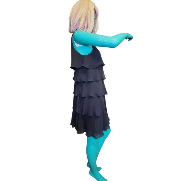 S.L Fashions Black Chiffon Embellished Tiered Holiday Cacktail Party Dress Women - Picture 2 of 8